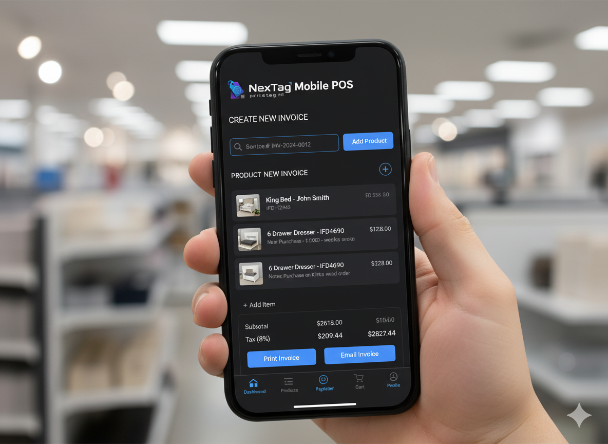NexTag Mobile POS App Interface